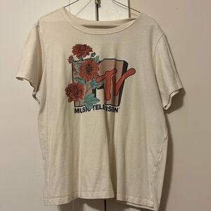 Womens MTV Floral Print Tee